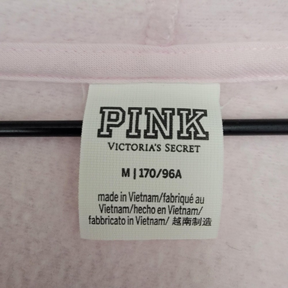 PINK Victorias Secret Hoodie Womens M Pink Floral Logo Embroidered Crop Pullover - Picture 9 of 14